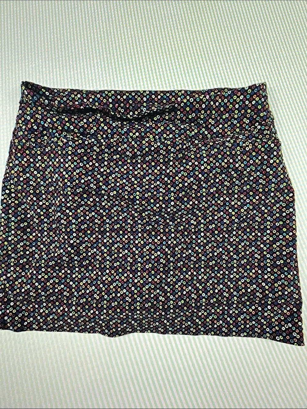 Attyre Black Mini Skirt with Multicolor Dot Print